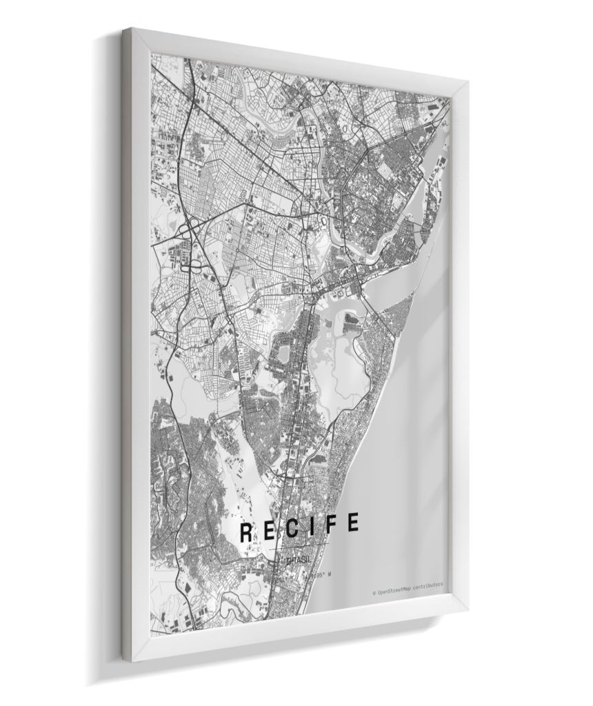 Quadro Mapa de Recife - Vertical