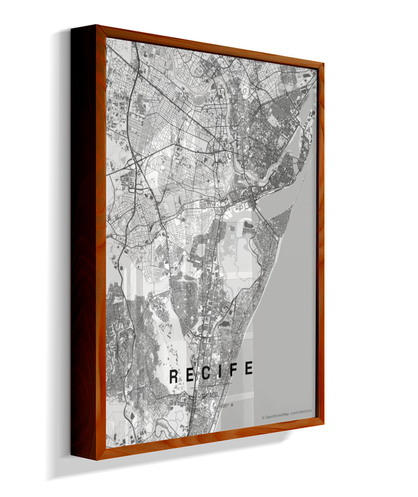 Quadro Mapa de Recife - Vertical