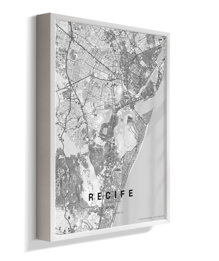 Quadro Mapa de Recife - Vertical