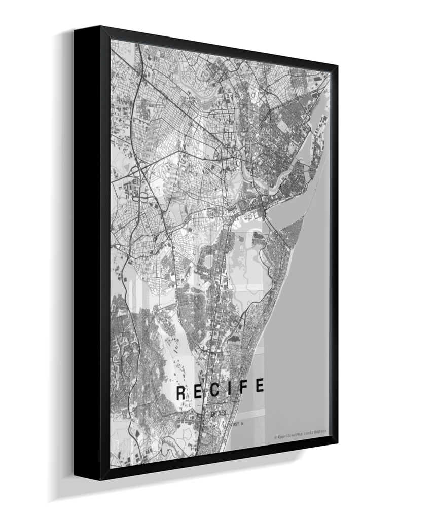 Quadro Mapa de Recife - Vertical