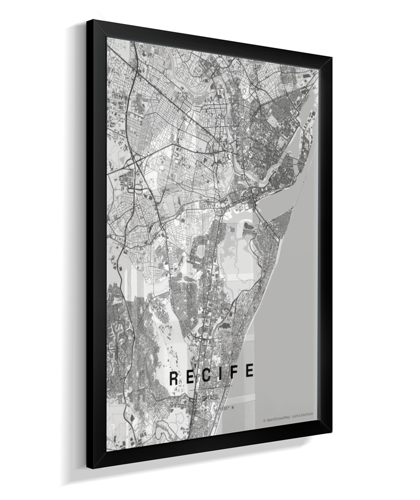 Quadro Mapa de Recife - Vertical