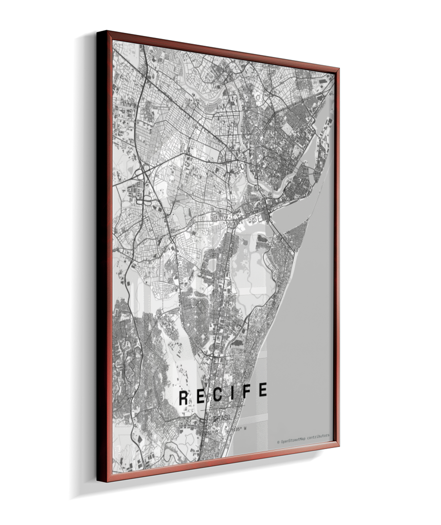 Quadro Mapa de Recife - Vertical