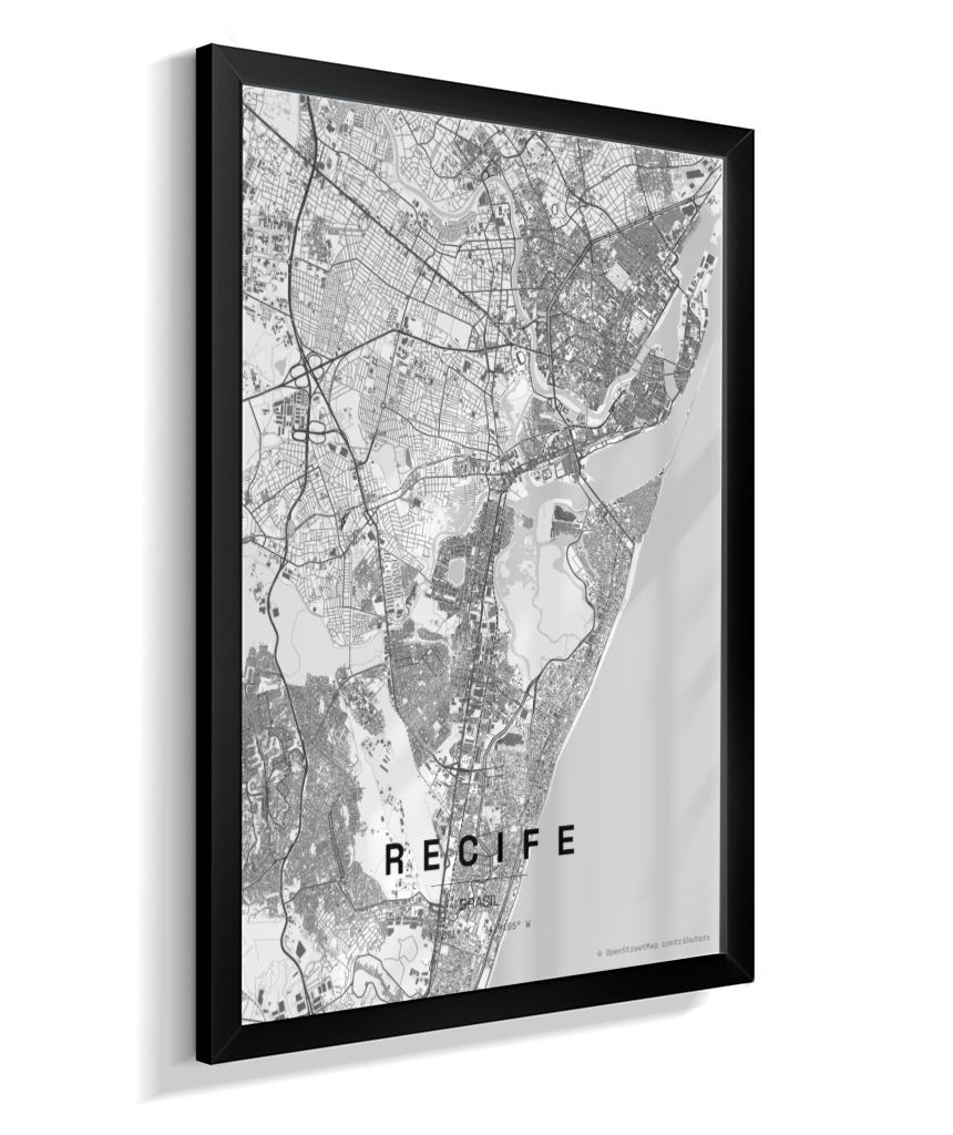Quadro Mapa de Recife - Vertical
