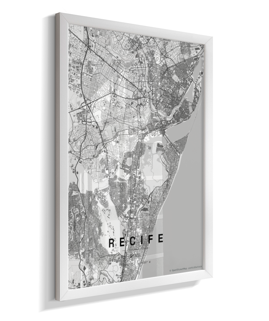 Quadro Mapa de Recife - Vertical