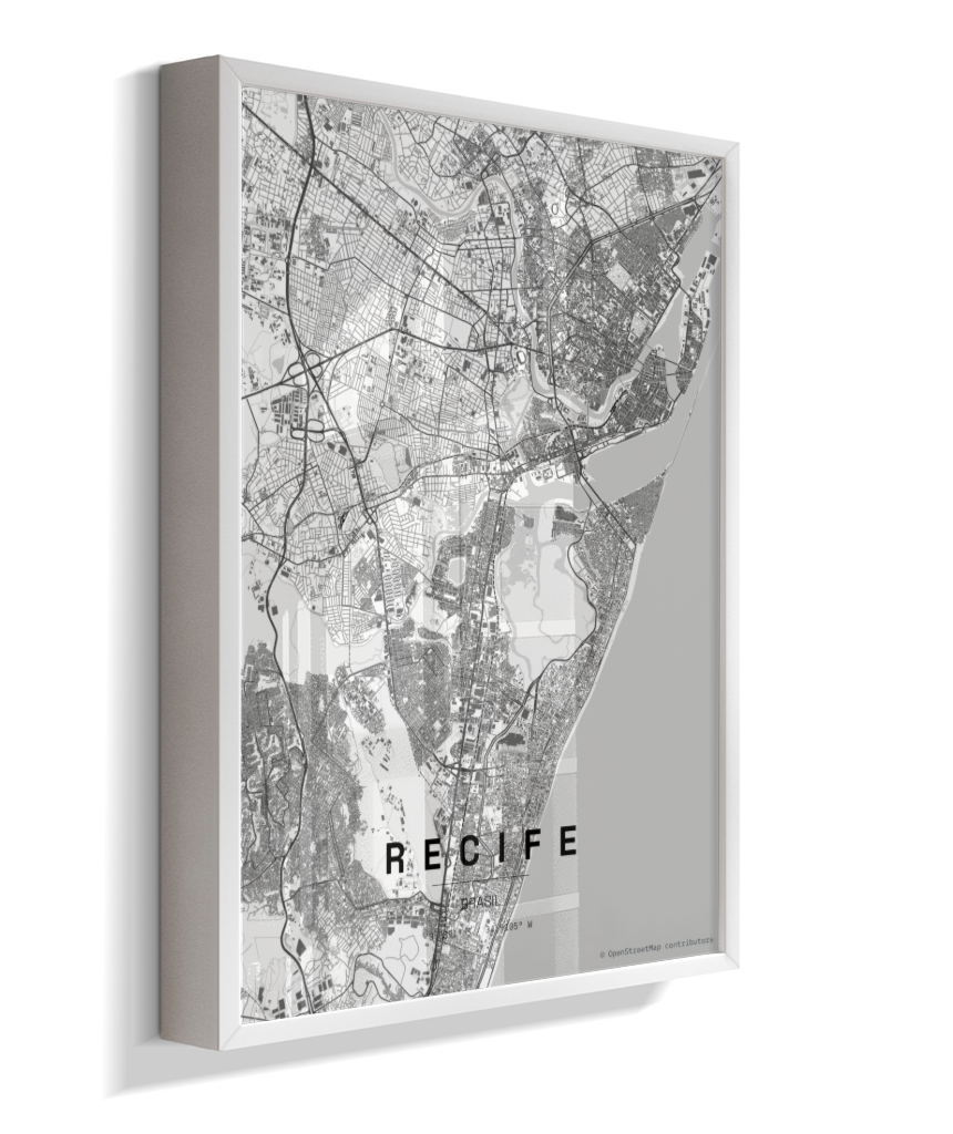 Quadro Mapa de Recife - Vertical