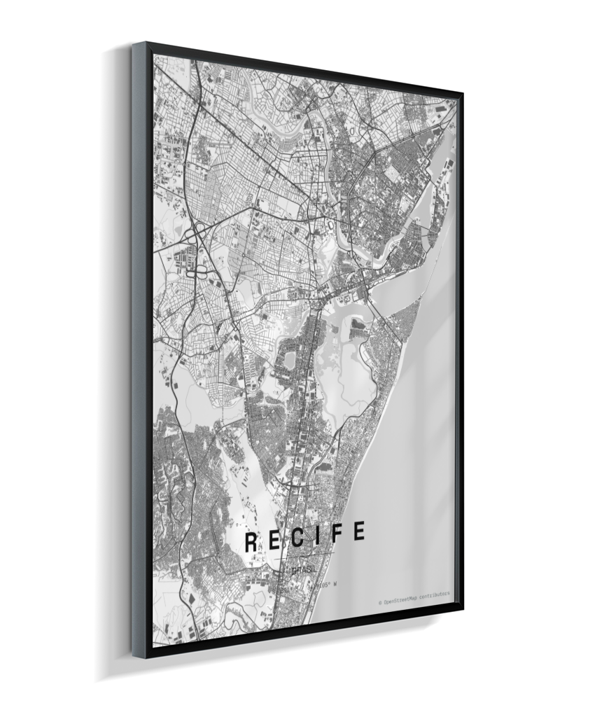 Quadro Mapa de Recife - Vertical