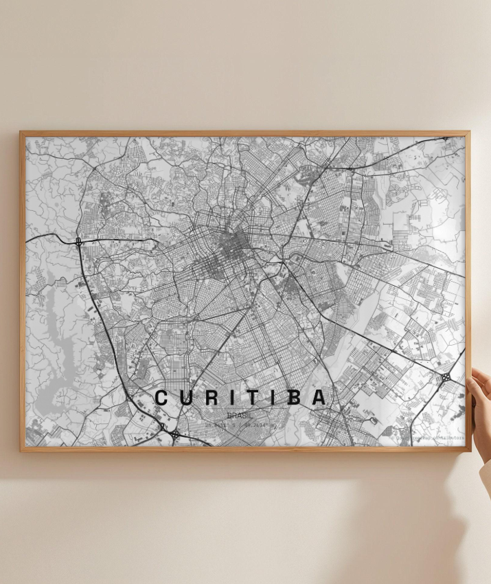 Quadro Horizontal Mapa de Curitiba