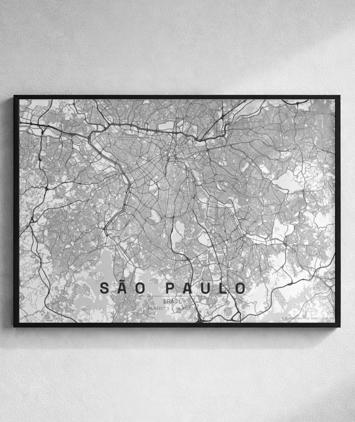 Quadro Mapa de São Paulo - Horizontal