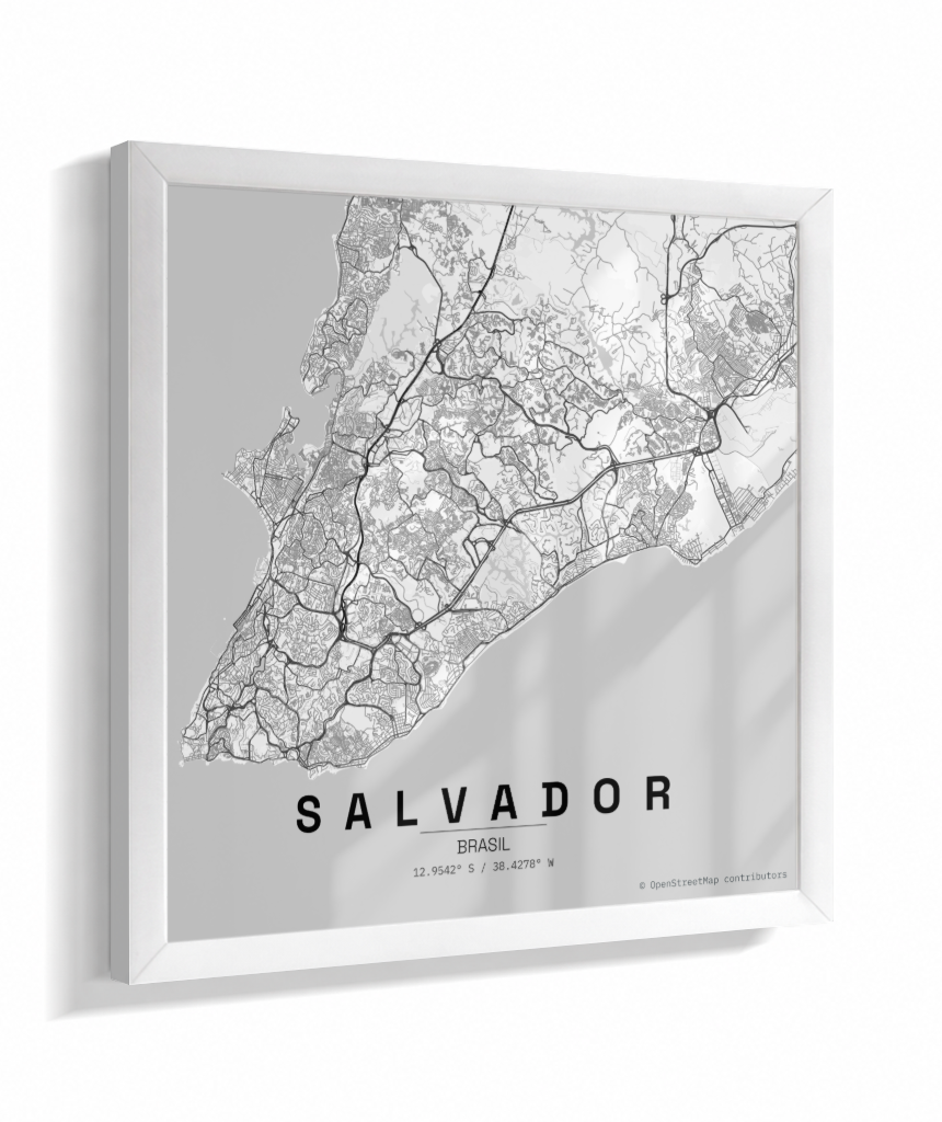 Quadro Mapa de Salvador - Quadrado