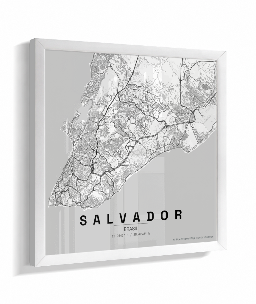 Quadro Mapa de Salvador - Quadrado