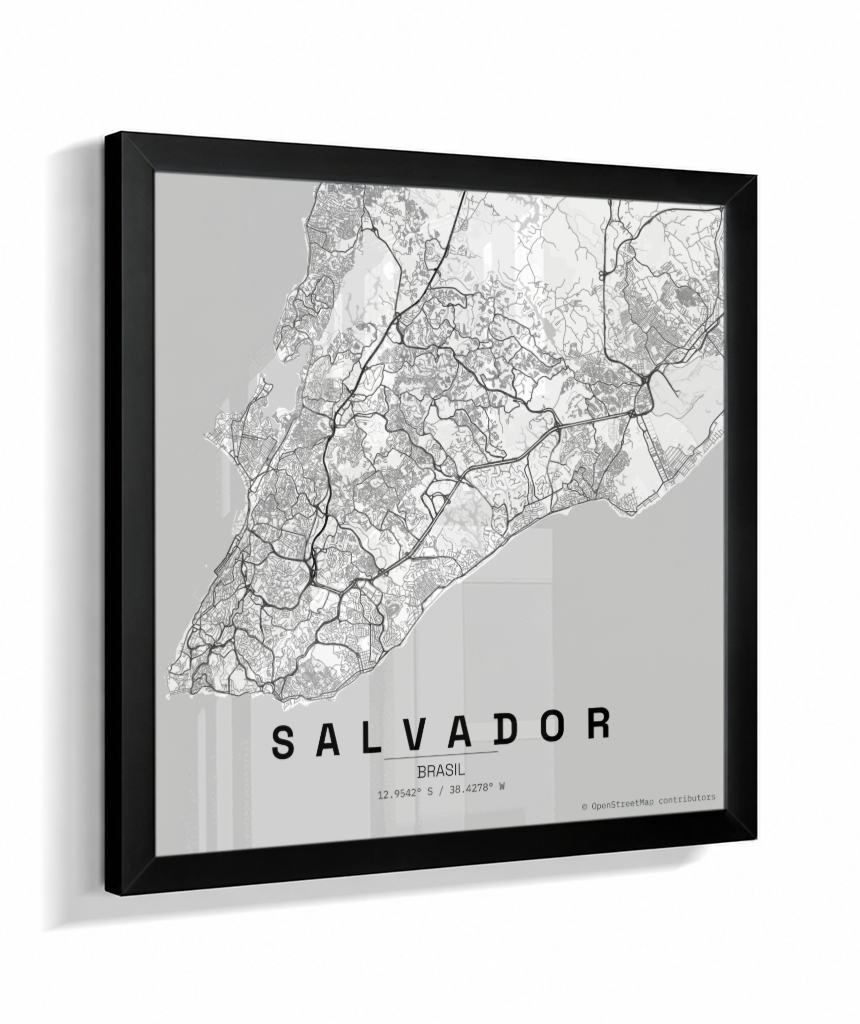 Quadro Mapa de Salvador - Quadrado