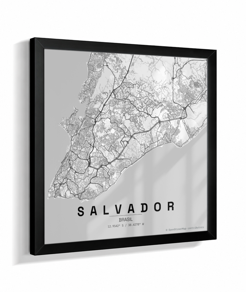 Quadro Mapa de Salvador - Quadrado