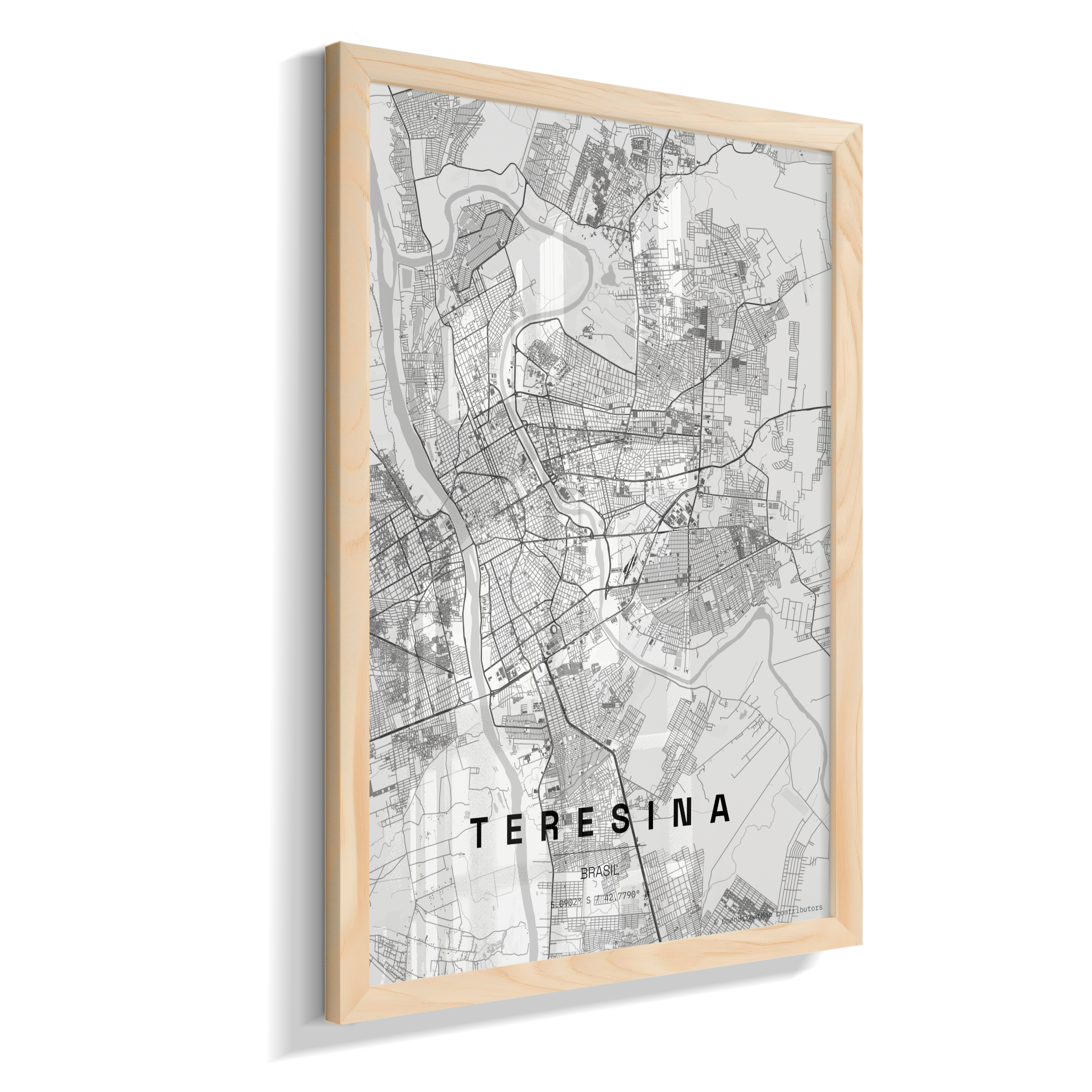 Quadro Mapa de Teresina - Vertical