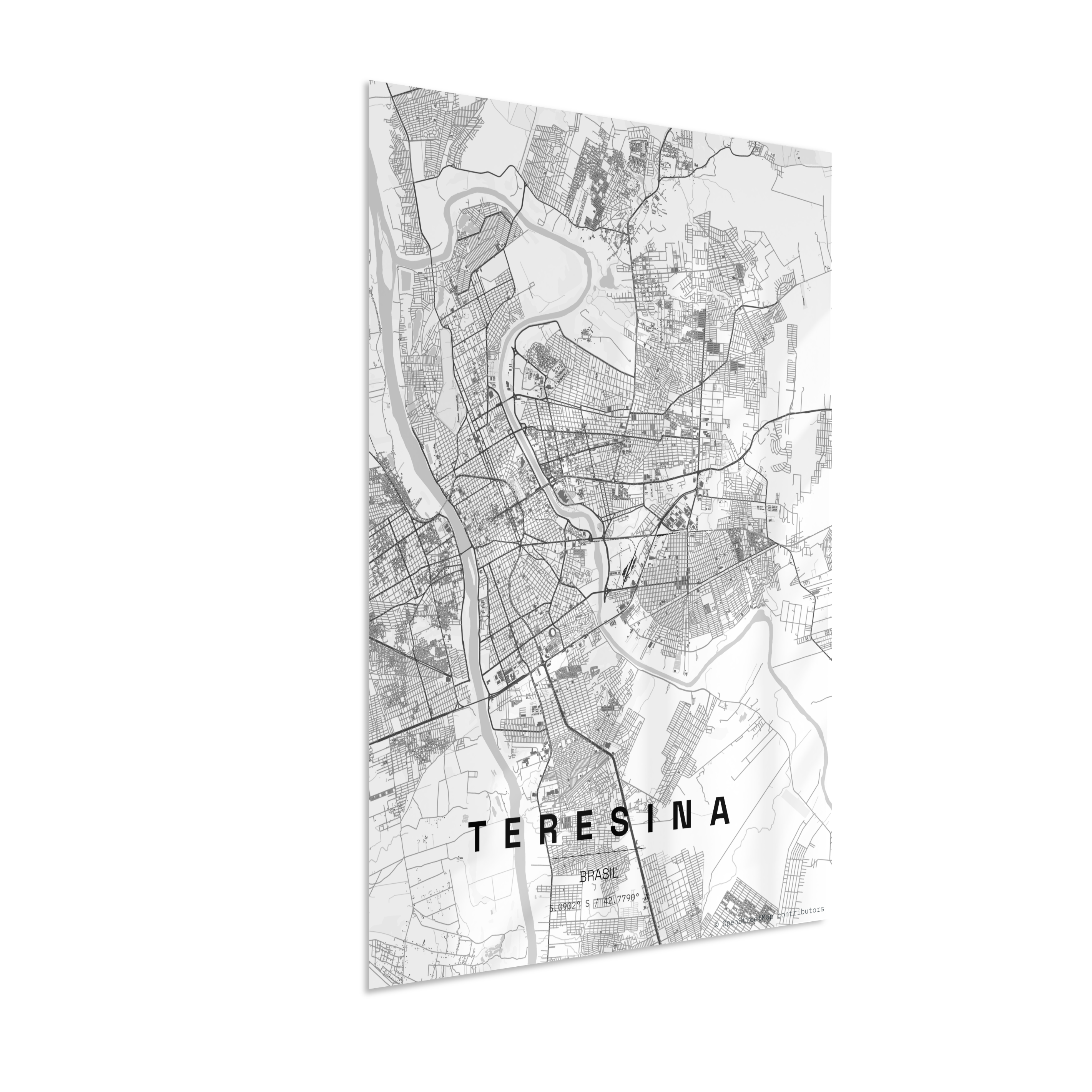 Quadro Mapa de Teresina - Vertical