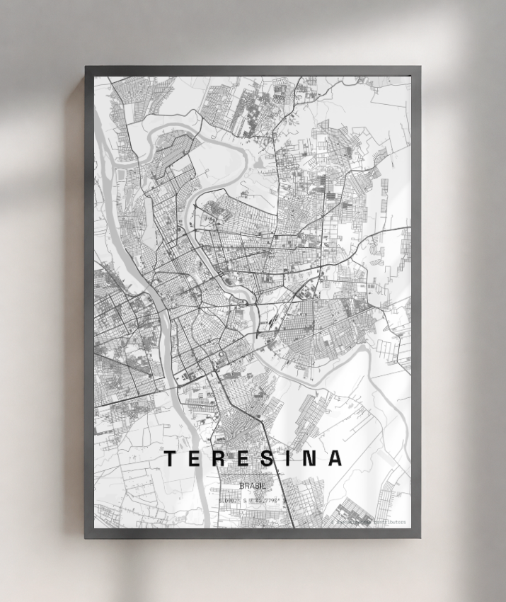 Quadro Mapa de Teresina - Vertical