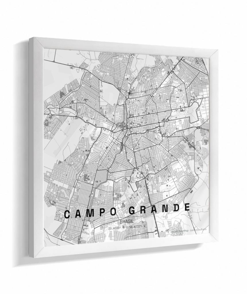 Quadro Quadrado Mapa de Campo Grande
