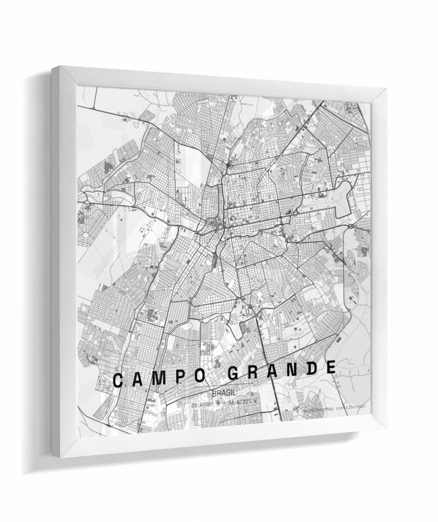Quadro Quadrado Mapa de Campo Grande