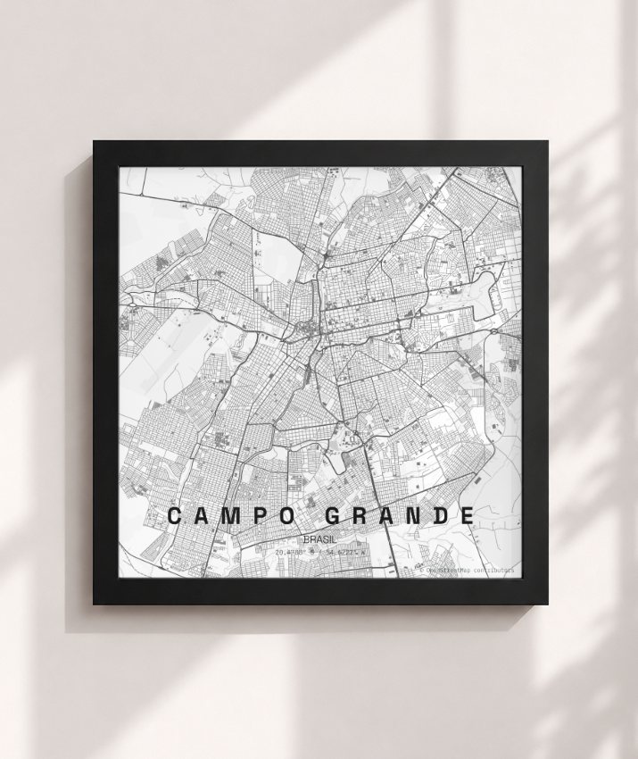 Quadro Quadrado Mapa de Campo Grande
