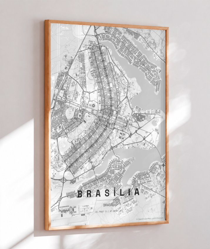 Quadro Vertical Mapa de Brasília