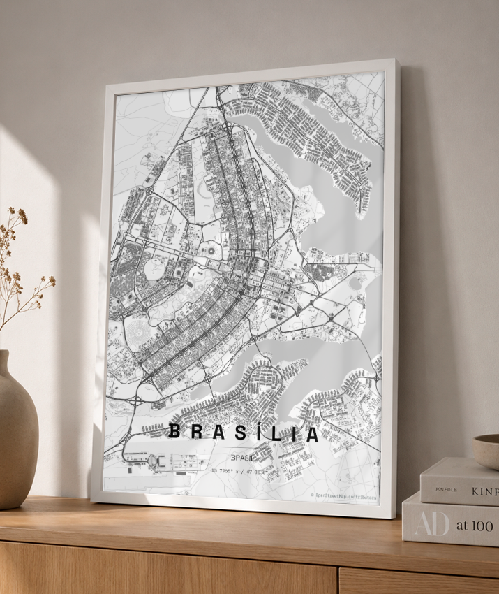 Quadro Vertical Mapa de Brasília