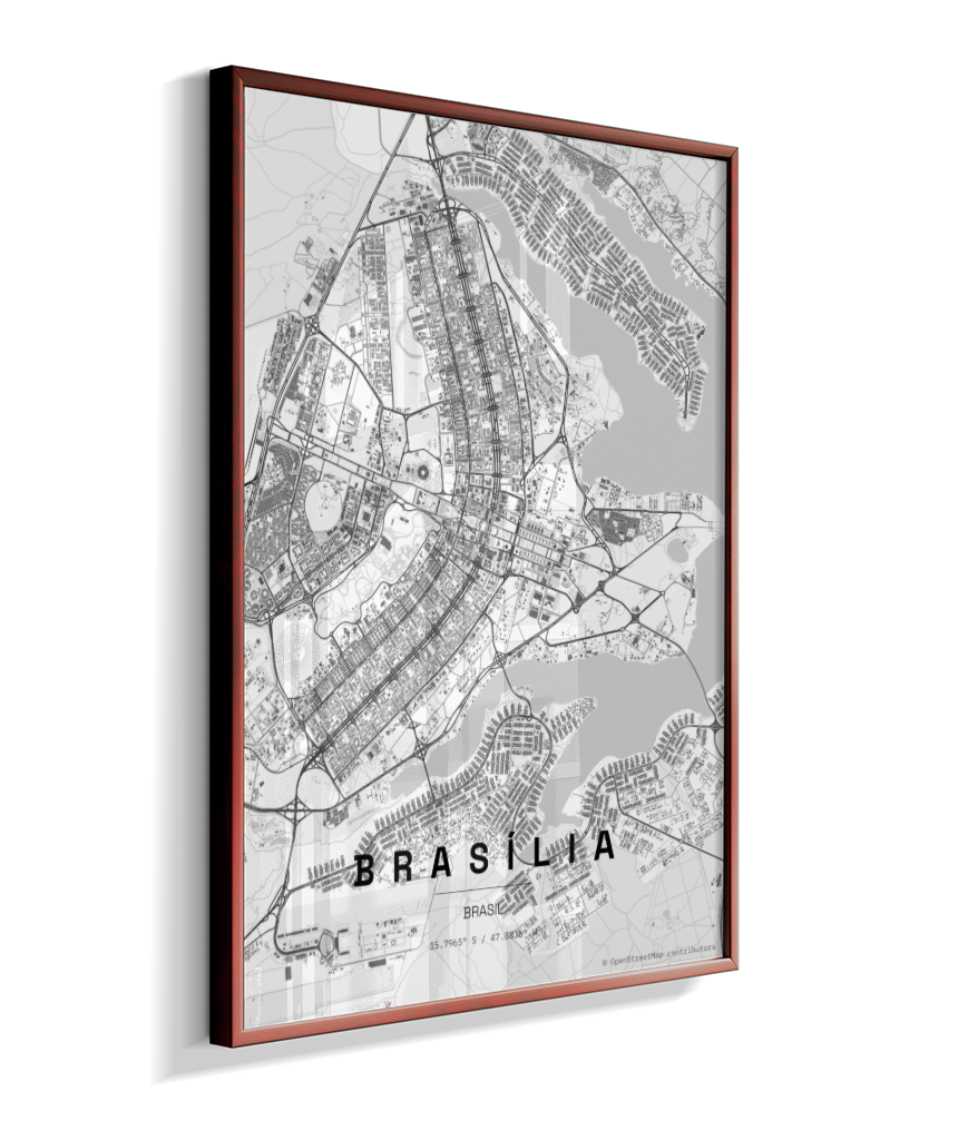 Quadro Vertical Mapa de Brasília