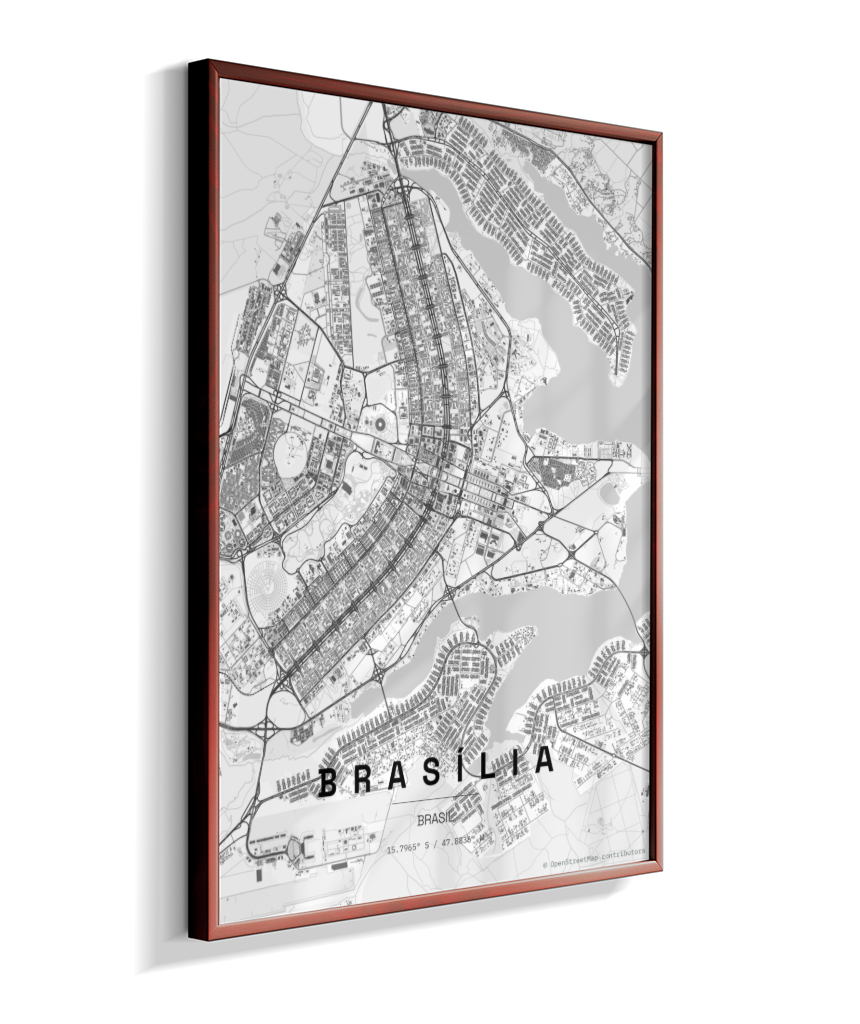 Quadro Vertical Mapa de Brasília