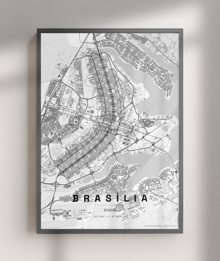 Quadro Vertical Mapa de Brasília