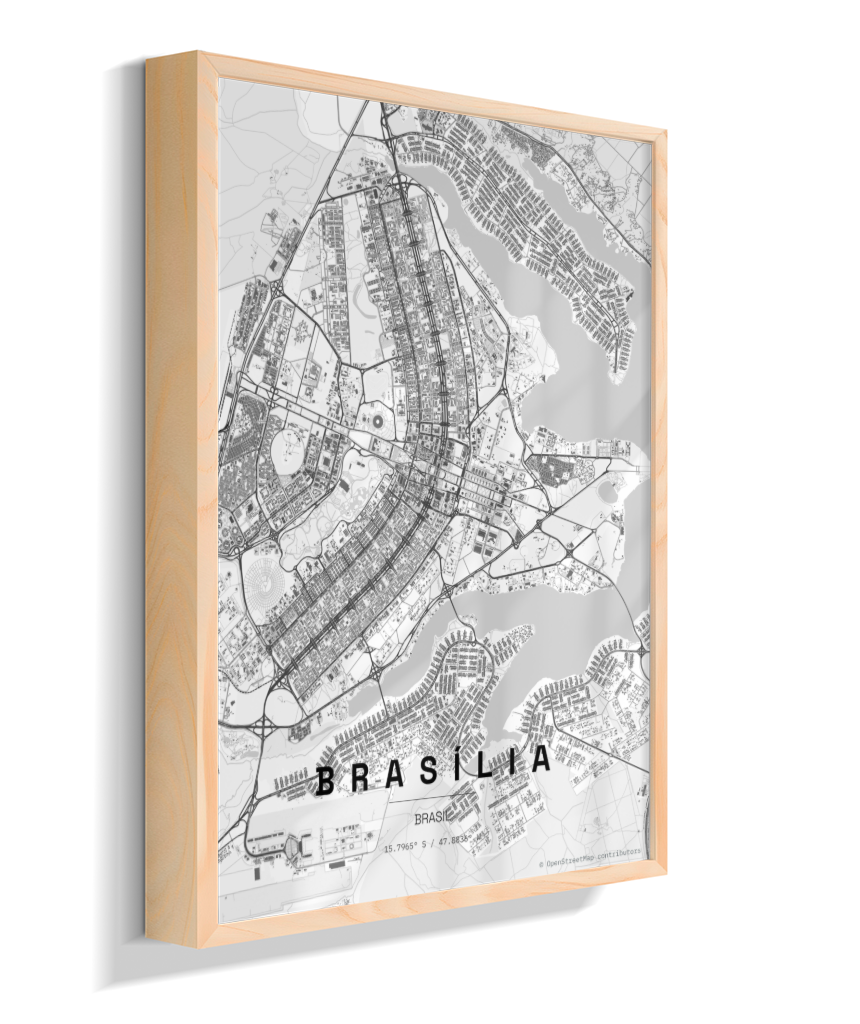 Quadro Vertical Mapa de Brasília
