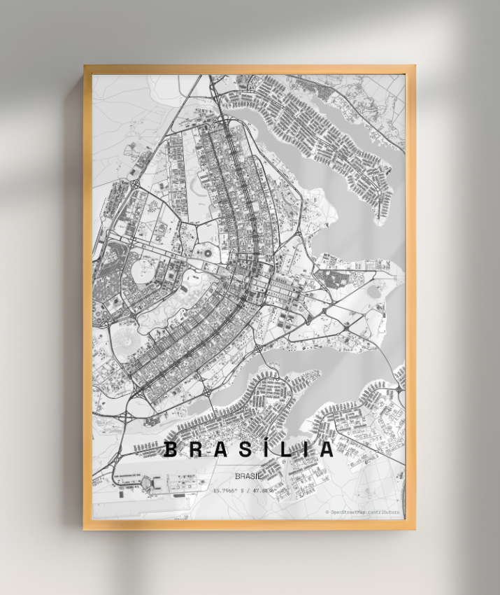 Quadro Vertical Mapa de Brasília