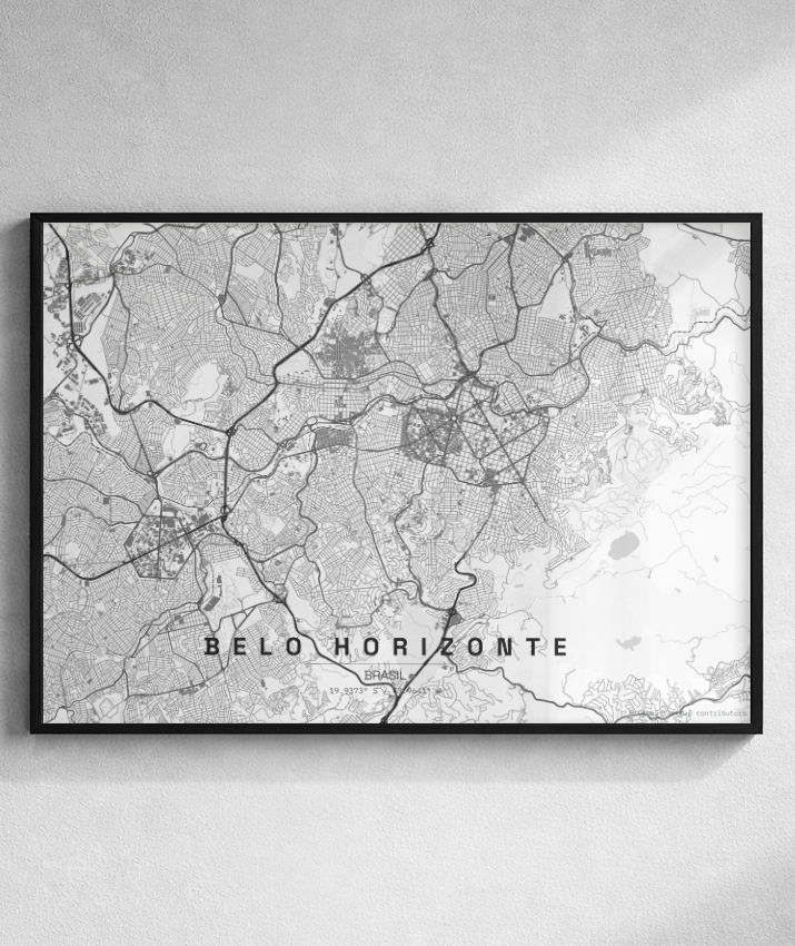 Quadro Mapa de Belo Horizonte - Horizontal