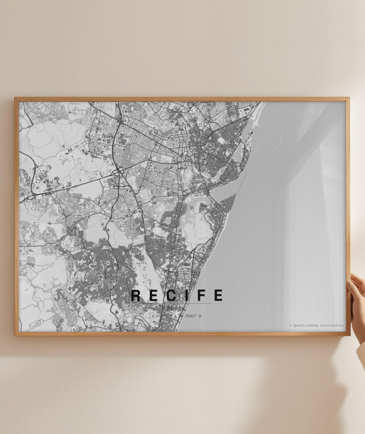 Quadro Mapa de Recife - Horizontal