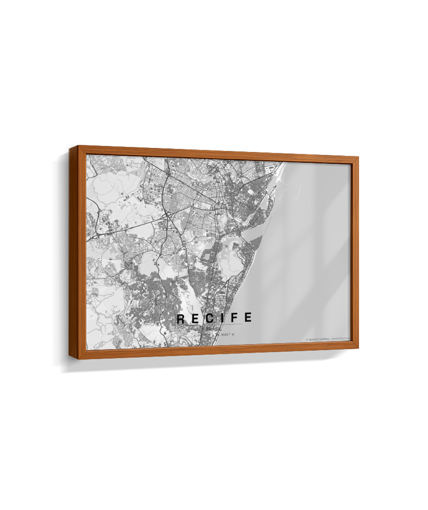 Quadro Mapa de Recife - Horizontal