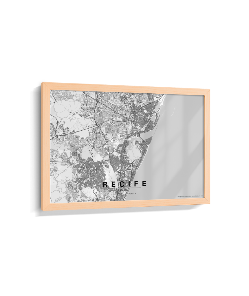Quadro Mapa de Recife - Horizontal