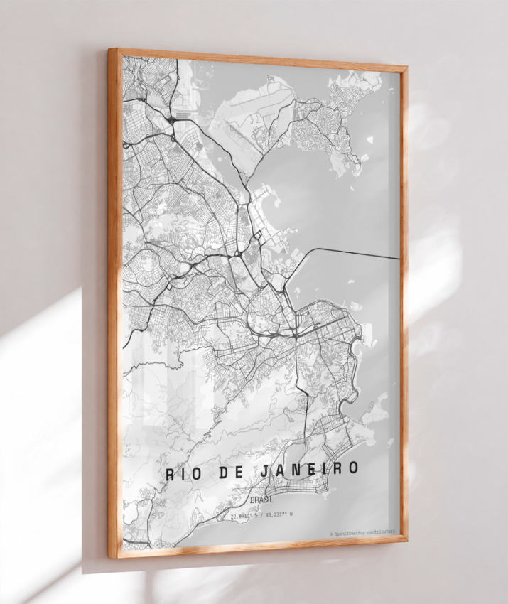 Quadro Mapa do Rio de Janeiro - Vertical