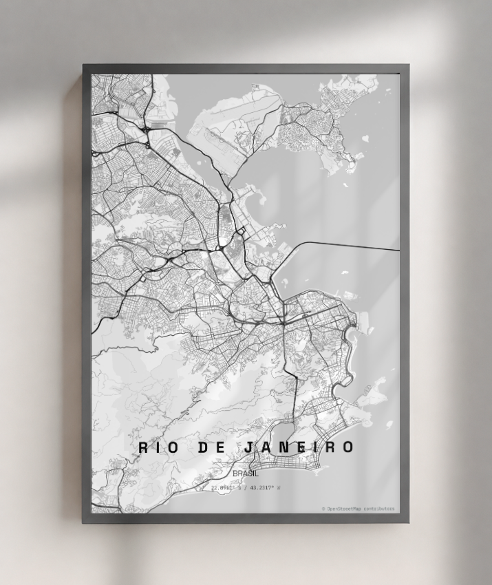 Quadro Mapa do Rio de Janeiro - Vertical