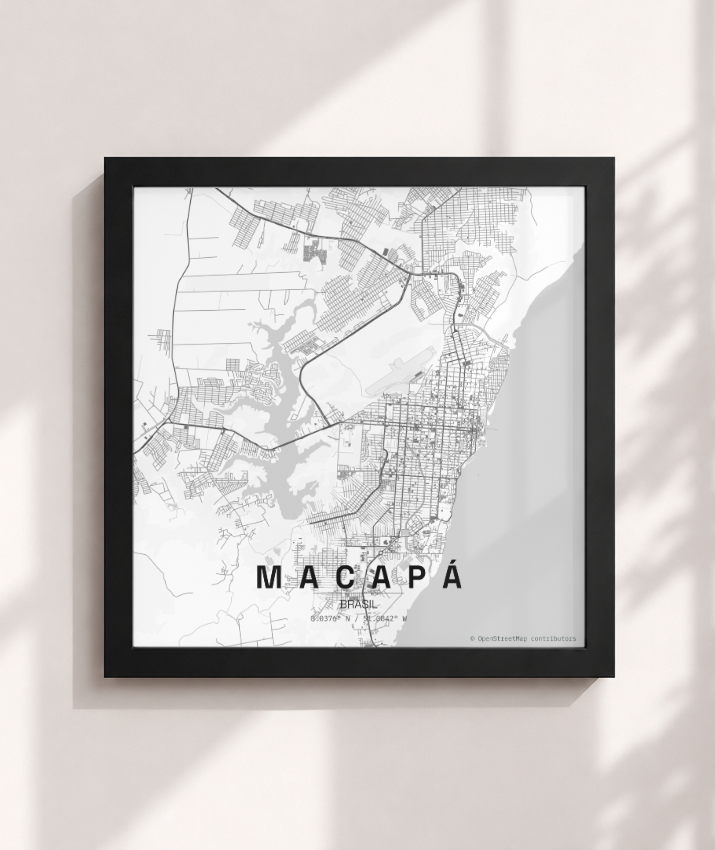 Quadro Mapa de Macapá - Quadrado