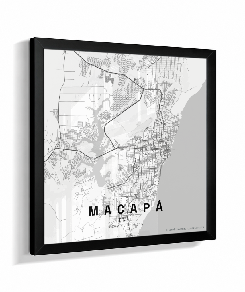 Quadro Mapa de Macapá - Quadrado