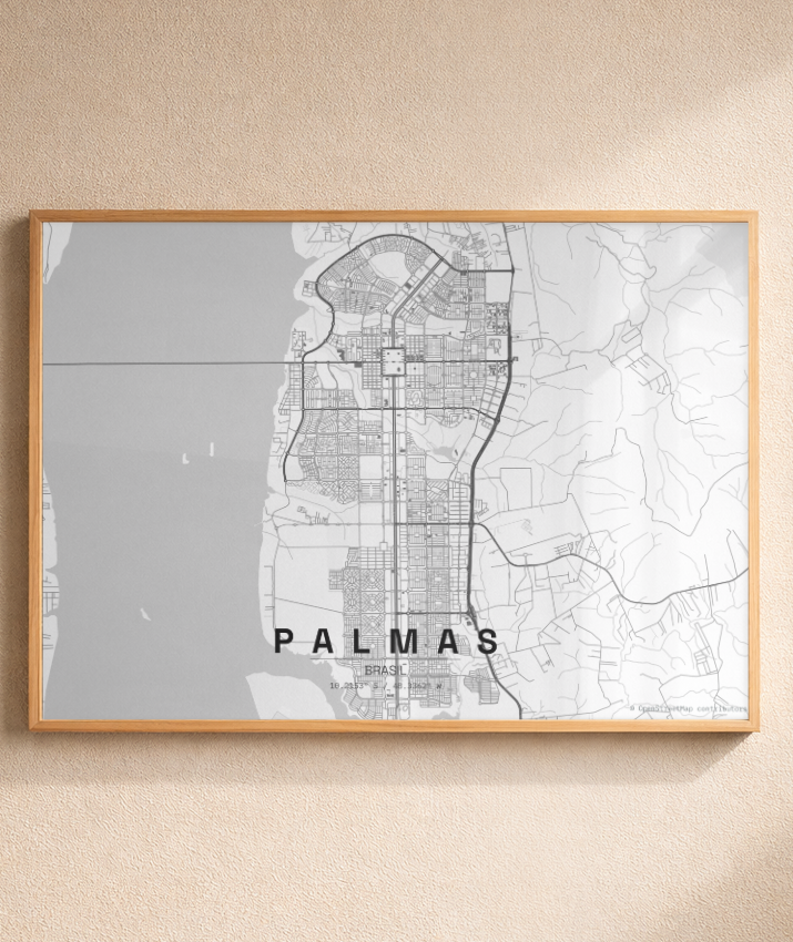 Quadro Mapa de Palmas - Horizontal