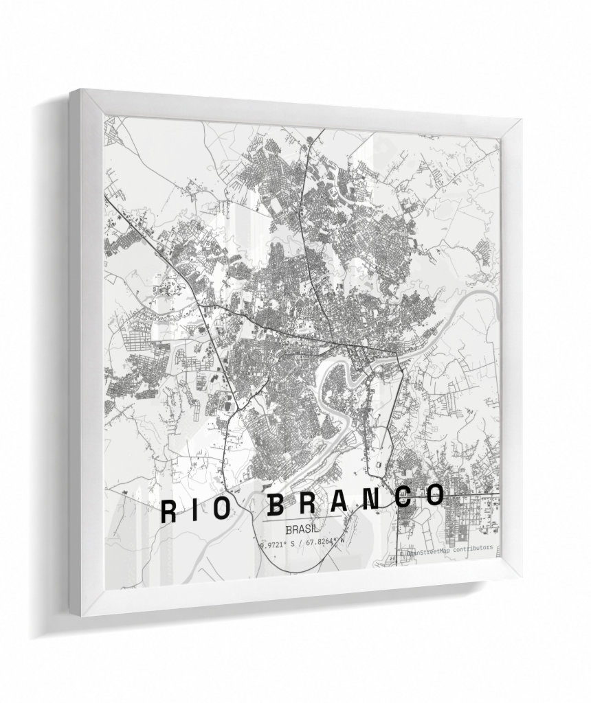 Quadro Mapa de Rio Branco - Quadrado