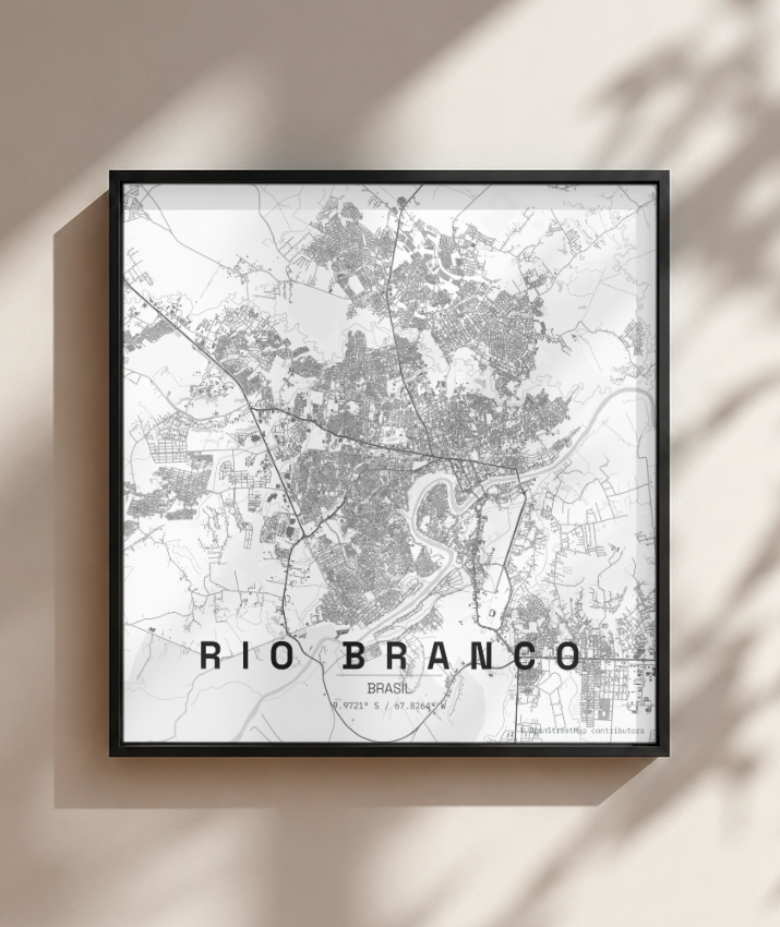 Quadro Mapa de Rio Branco - Quadrado