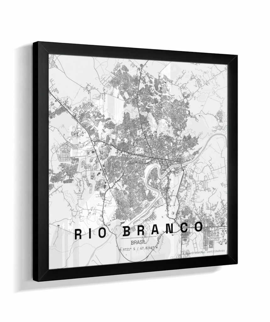 Quadro Mapa de Rio Branco - Quadrado