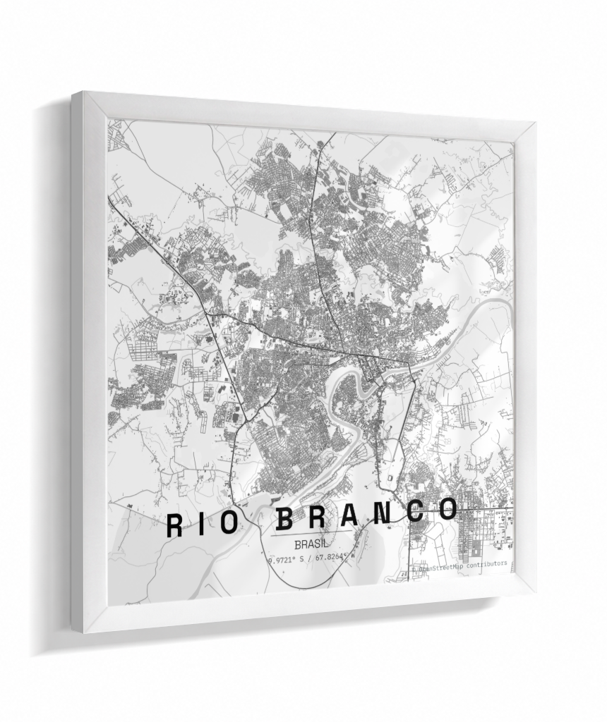 Quadro Mapa de Rio Branco - Quadrado