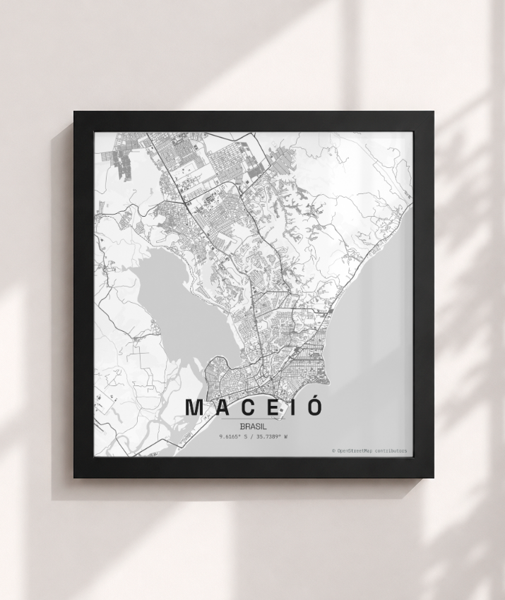Quadro Mapa de Maceió - Quadrado