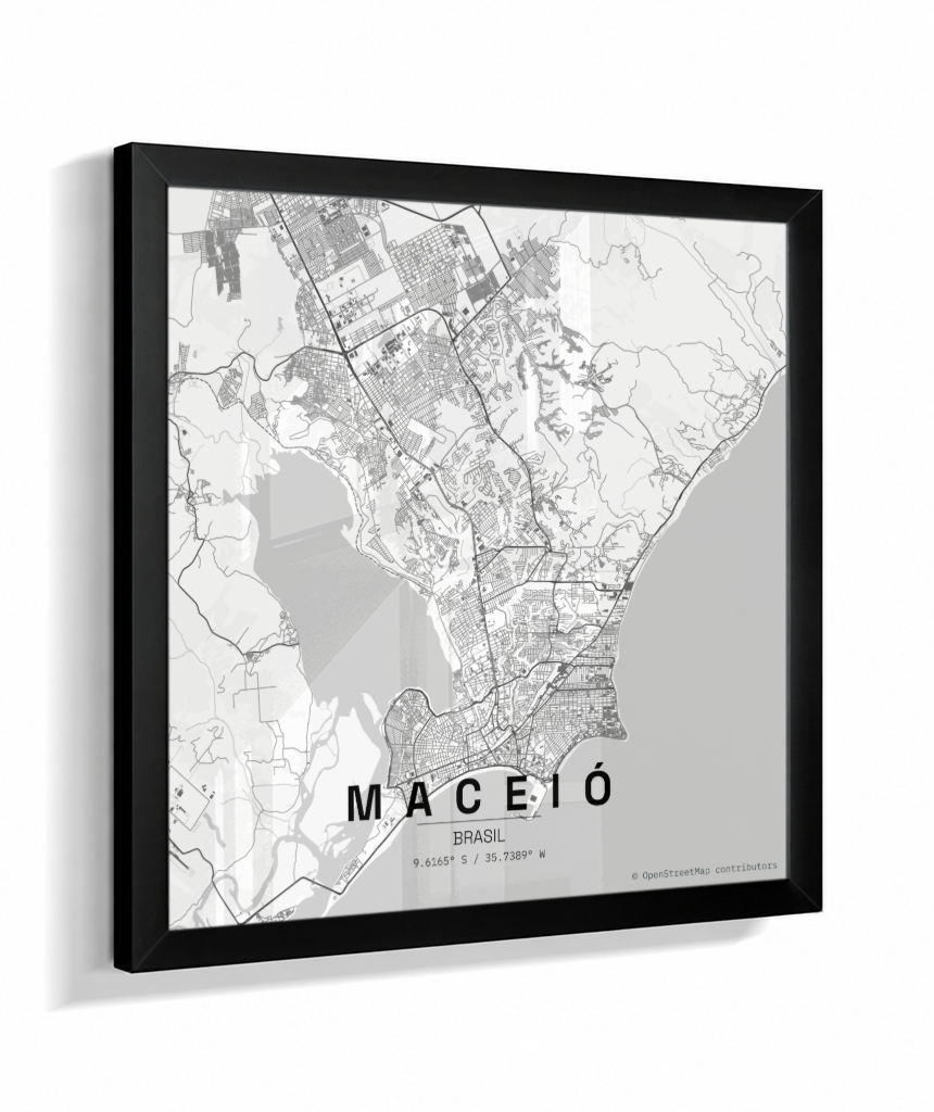 Quadro Mapa de Maceió - Quadrado