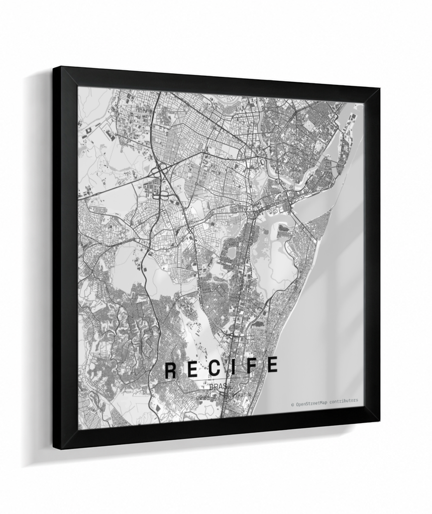 Quadro Mapa de Recife - Quadrado