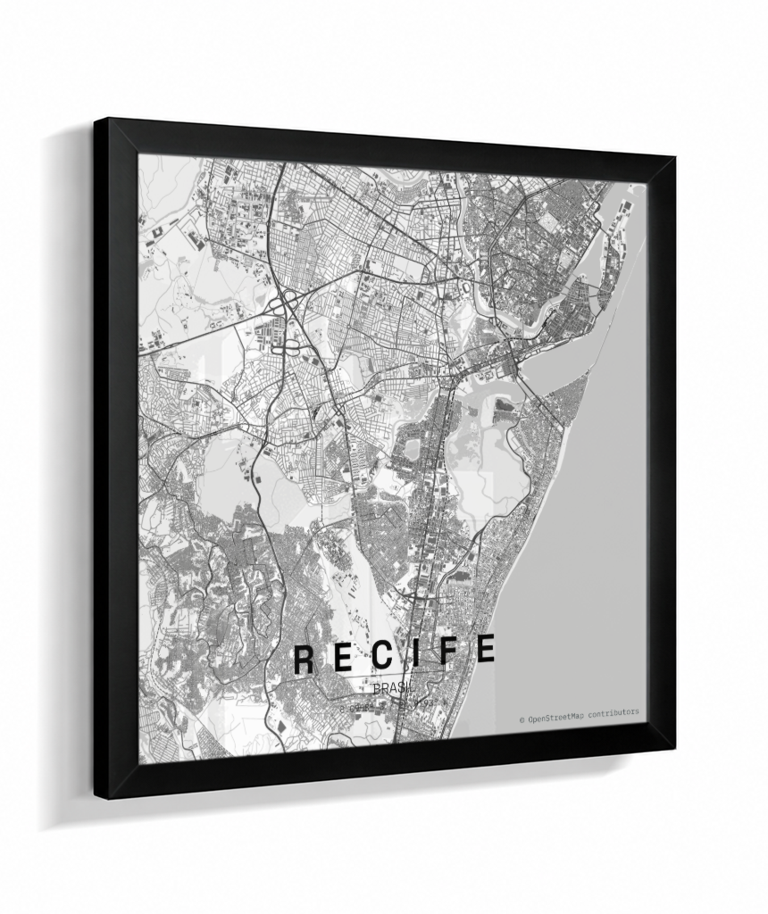 Quadro Mapa de Recife - Quadrado
