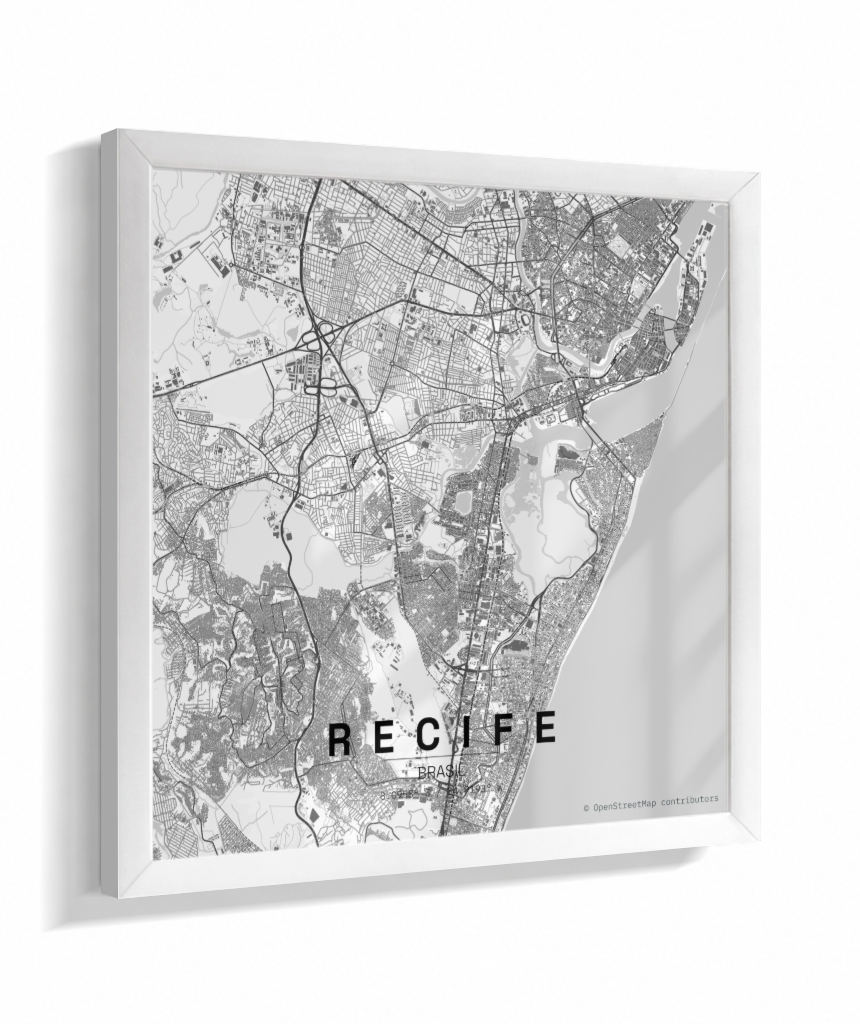 Quadro Mapa de Recife - Quadrado