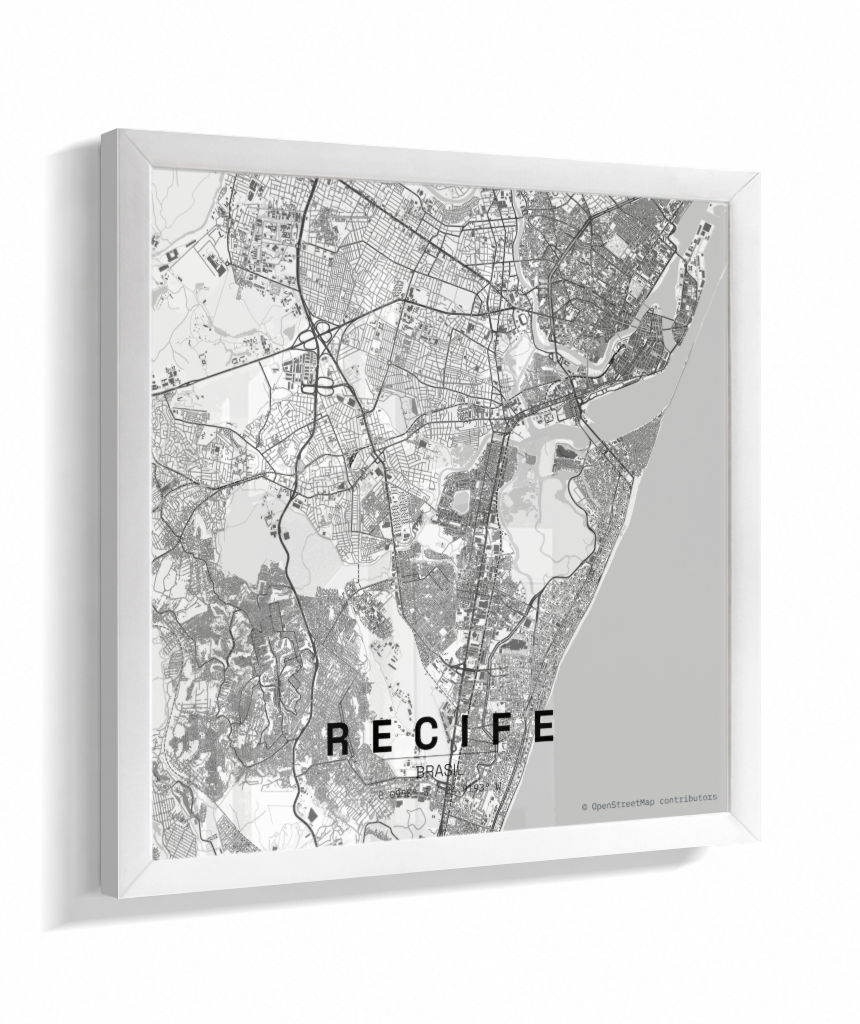 Quadro Mapa de Recife - Quadrado