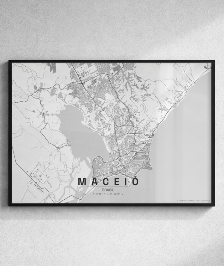 Quadro Mapa de Maceió - Horizontal