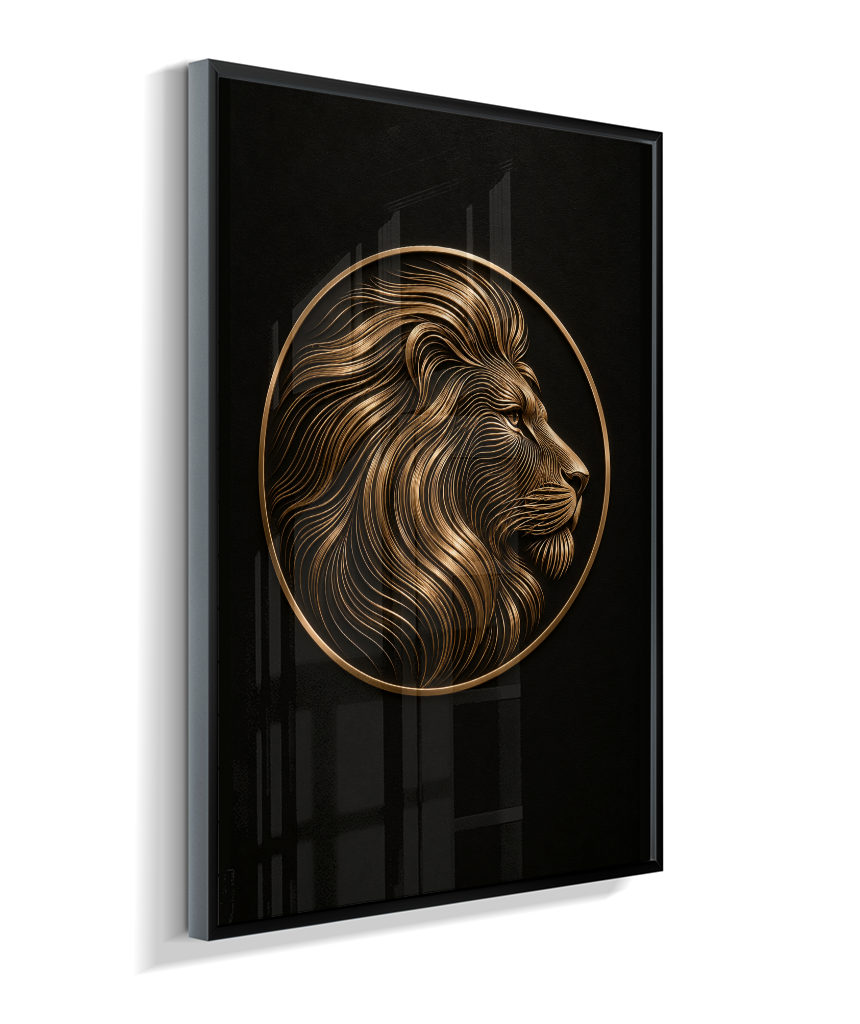Leão em Linhas — Bronze e Preto